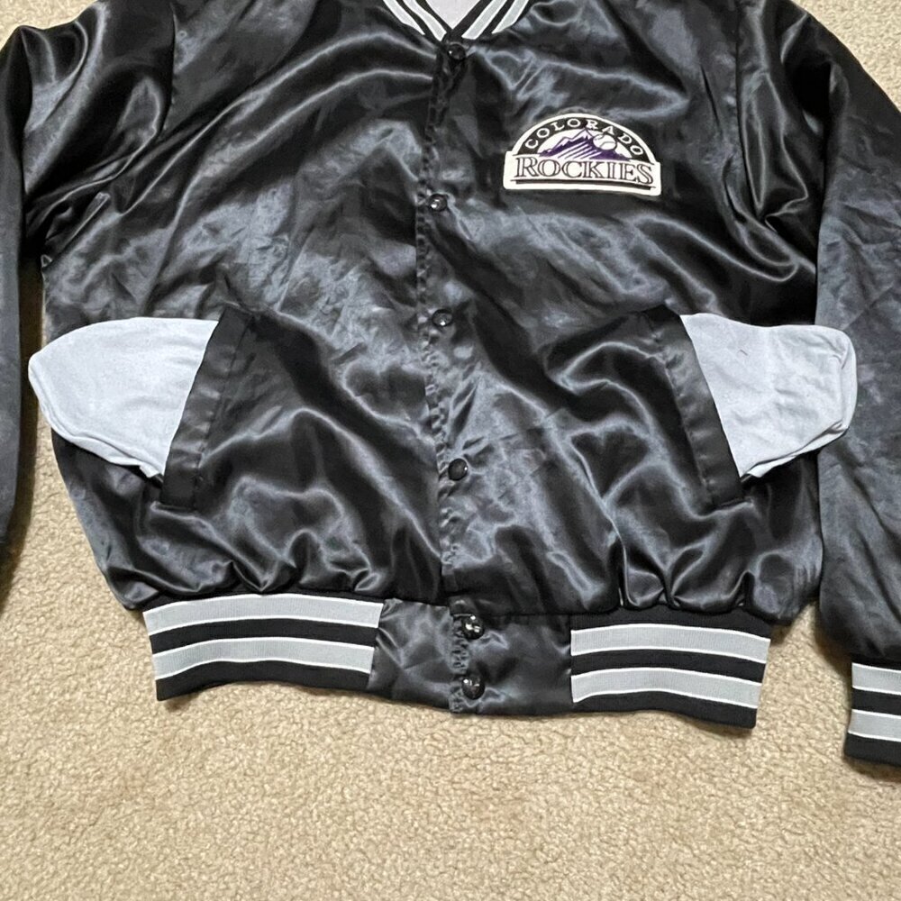 Vintage 90's MLB Colorado Rockies Swingster Satin Jacket Size L Made In USA - Picture 4 of 8